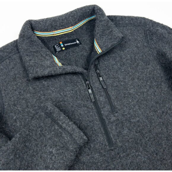 Smartwool Half Zip Sweater Men's Medium Gray Wool Blend Hudson Trail Fleece - Picture 1 of 14